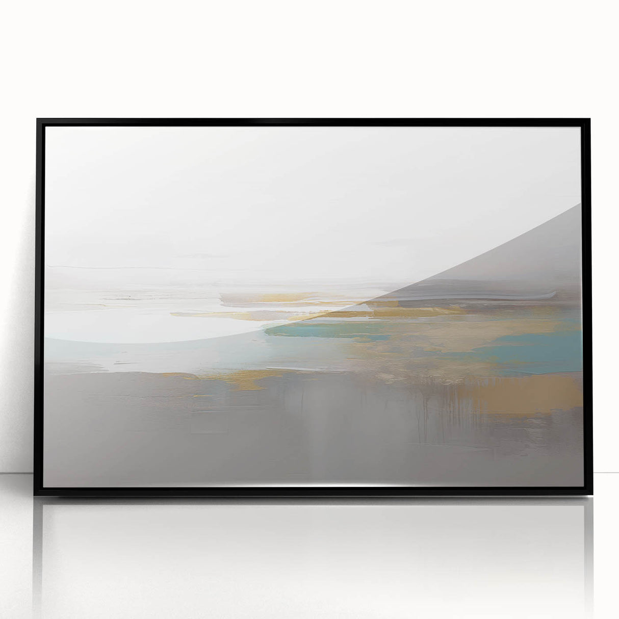 Framed wall art featuring an abstract design of colorful strokes and lines, set against a black background, ideal for modern decor.