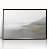 Framed wall art featuring an abstract design of colorful strokes and lines, set against a black background, ideal for modern decor.