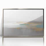Framed acrylic wall art featuring an abstract design with colorful strokes and lines, elegantly displayed in a sleek silver frame for modern decor.