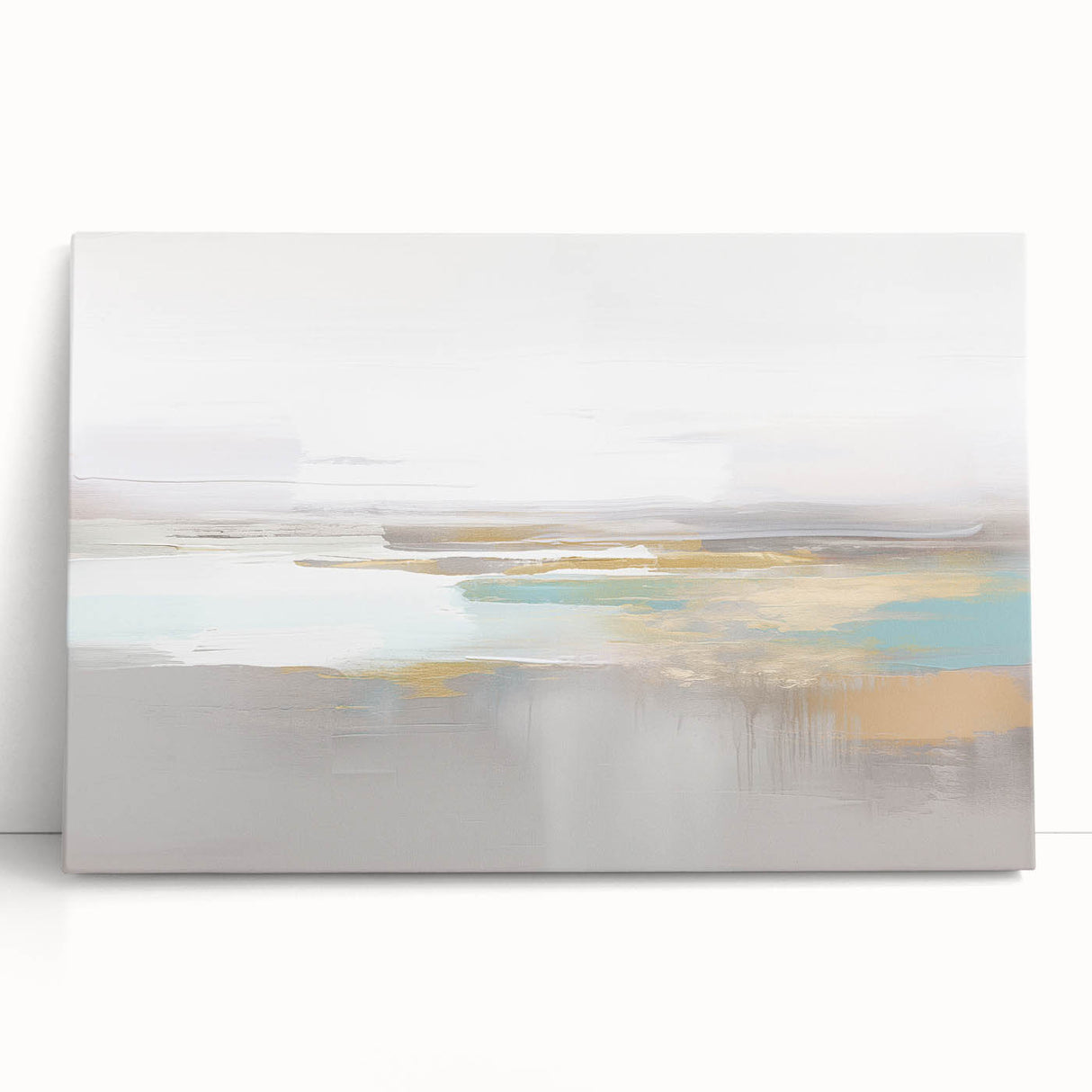 Abstract canvas wall art showcasing vibrant strokes and lines in shades of blue, orange, and yellow, perfect for modern home decor.