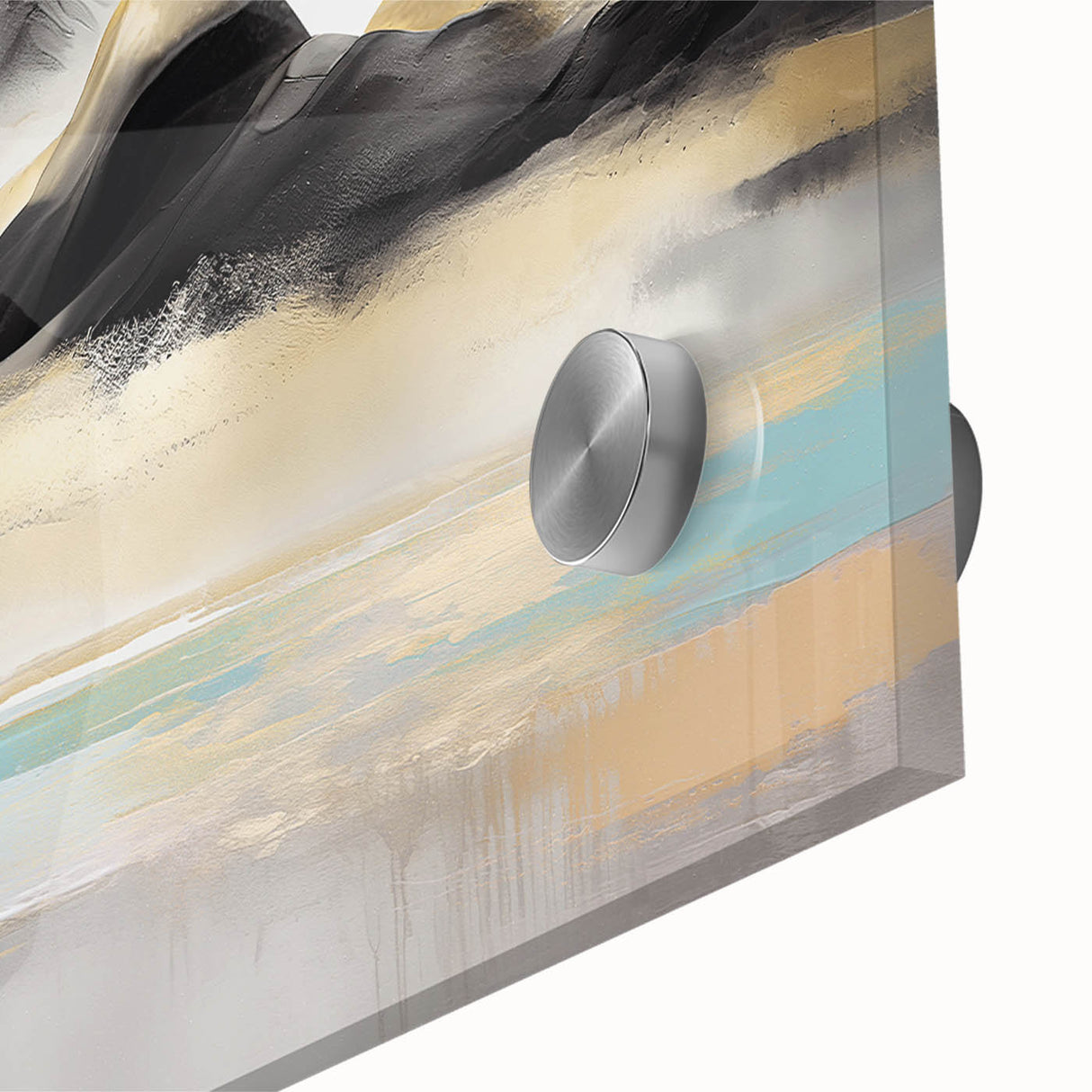 Close-up of an abstract wall art piece showcasing colorful strokes and lines, emphasizing vibrant hues and modern artistic design, ideal for contemporary decor.