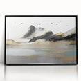 Framed abstract wall art featuring dynamic strokes and lines in black on a white background, adding a modern touch to any decor.
