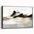 Framed abstract wall art showcasing vibrant strokes and lines in bold colors, with a sleek black frame, ideal for modern decor.
