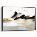 Framed abstract wall art showcasing vibrant strokes and lines in bold colors, with a sleek black frame, ideal for modern decor.