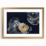 Abstract wall art design showcasing dynamic strokes and lines in a gold frame with matting, perfect for modern decor. Ideal for enhancing artistic spaces.