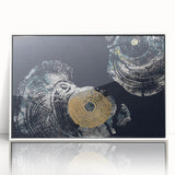 Framed wall art featuring an abstract design of colorful strokes and lines on an acrylic surface, showcasing a modern aesthetic ideal for home decor.