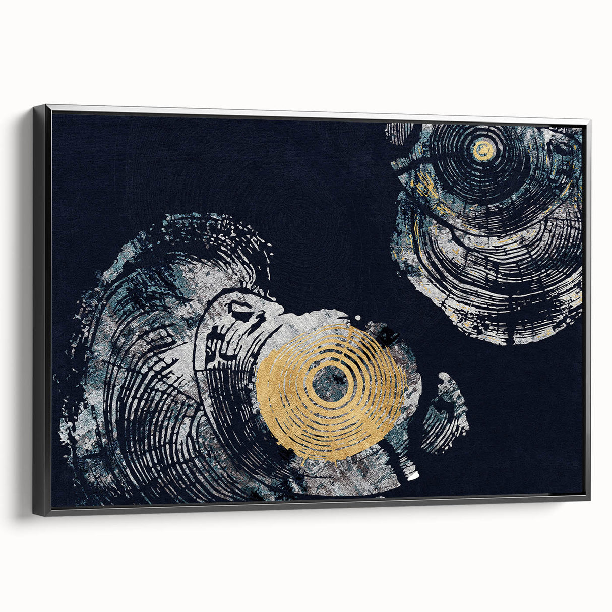Framed canvas wall art showcasing an abstract design with dynamic strokes and lines in black, adding a modern touch to any interior decor.