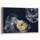 Framed canvas wall art showcasing an abstract design of colorful strokes and lines, featuring a sleek silver frame, perfect for modern home decor.