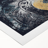 Abstract art canvas featuring vibrant strokes and lines in shades of blue, orange, and yellow, designed to add a modern touch to home decor. Perfect for contemporary art enthusiasts.