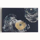 Colorful abstract strokes and lines design on stretched canvas wall art, showcasing vibrant hues of blue, yellow, and red for modern decor enhancement.