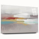 Abstract wall art design featuring vibrant strokes and lines in a modern acrylic glass frame, showcasing a dynamic interplay of colors and textures.