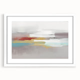 Abstract strokes and lines create a modern wall art piece displayed in a sleek white frame, ideal for contemporary home decor.