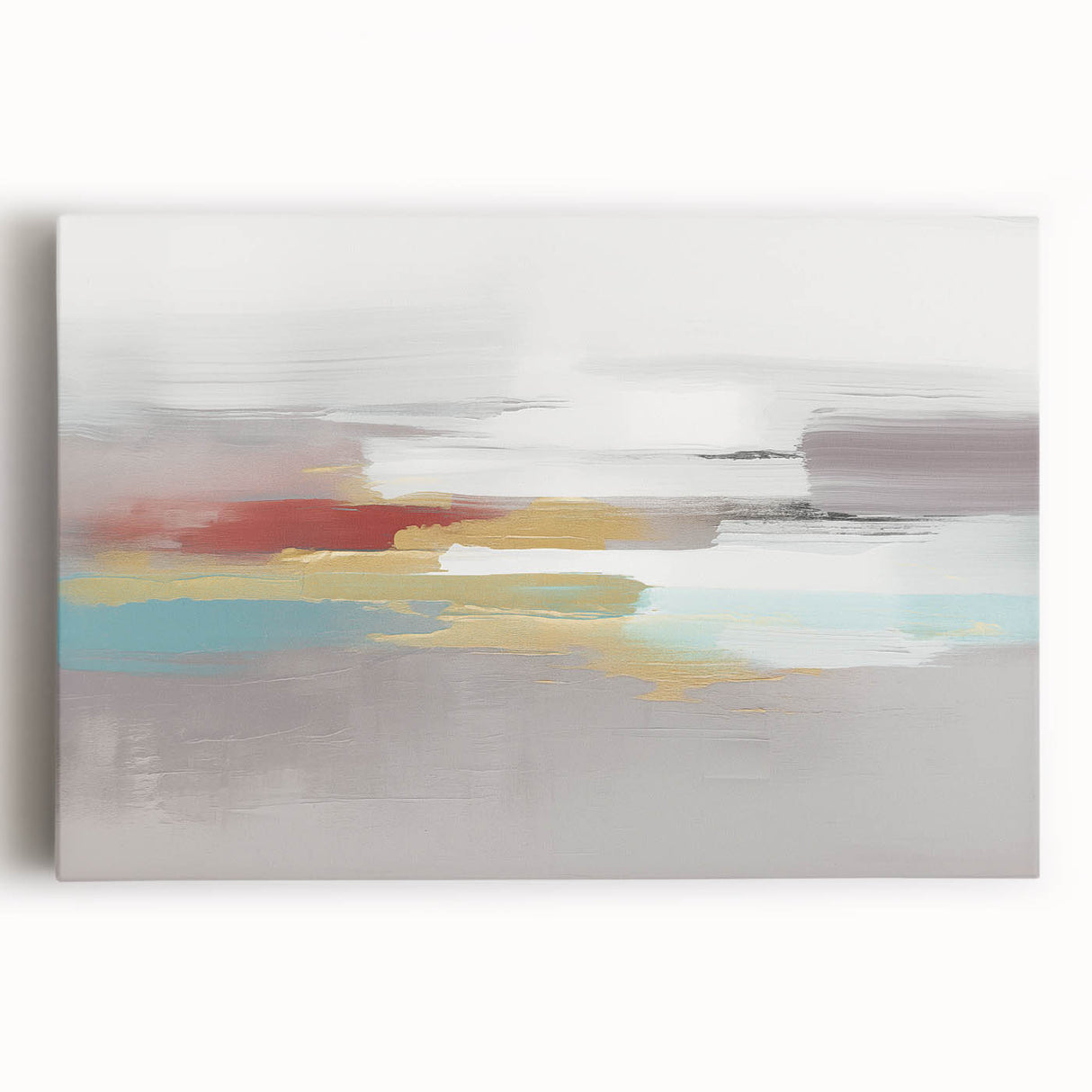 Abstract strokes and lines design on a stretched canvas wall art piece, showcasing vibrant colors and fluid patterns, ideal for modern decor.