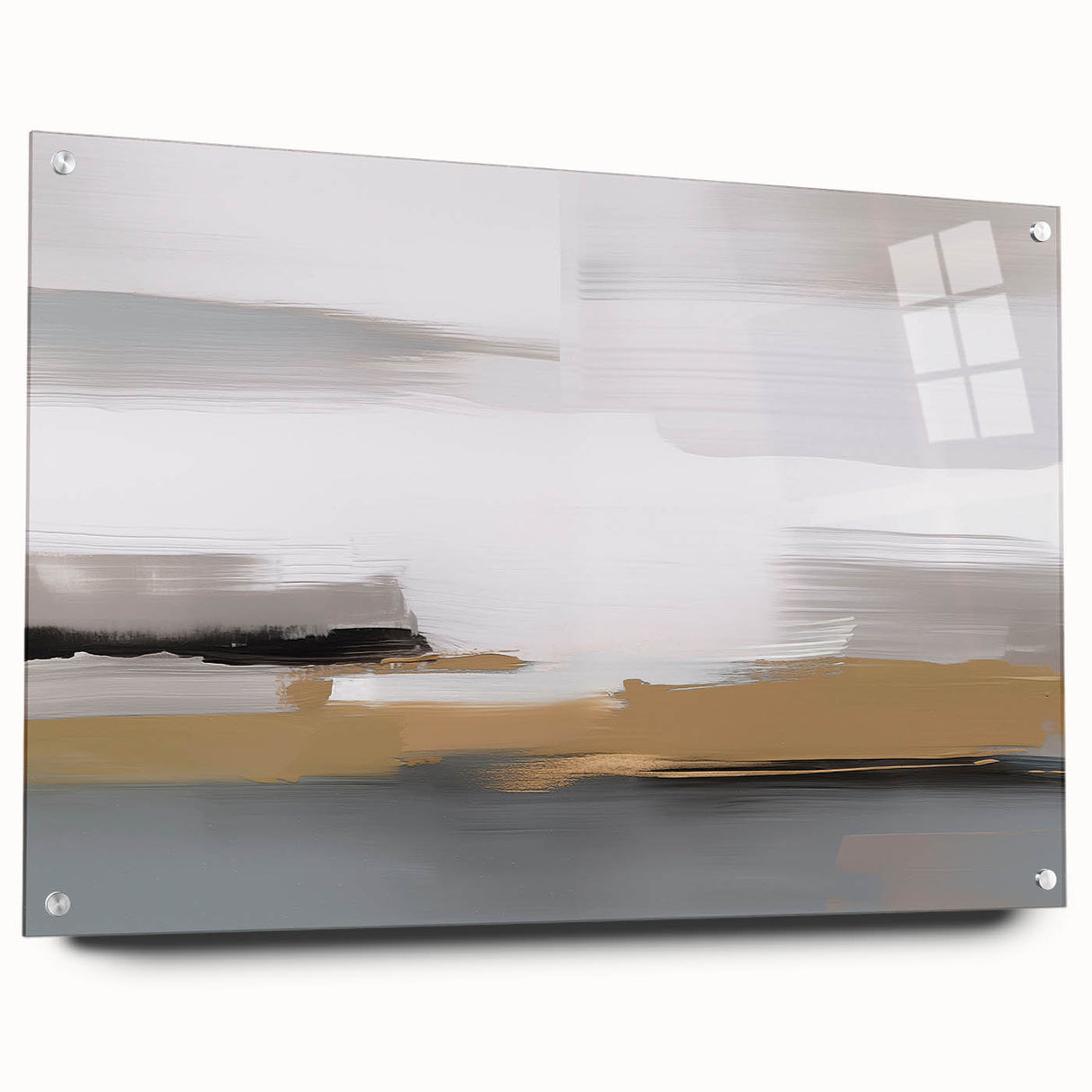 Abstract strokes and lines design on acrylic glass wall art, showcasing vibrant colors and intricate patterns, perfect for modern decor.