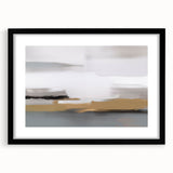 Abstract wall art featuring strokes and lines in a modern design, framed in black with a mat, perfect for contemporary decor.