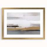 Abstract wall art featuring dynamic strokes and lines in a gold frame, showcasing a modern design suitable for contemporary decor.