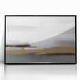 Framed abstract wall art featuring dynamic strokes and lines in shades of black and cream, ideal for modern home decor.