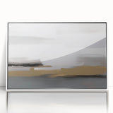 Framed wall art featuring a modern abstract design with colorful strokes and lines, set against a white background, ideal for contemporary decor.