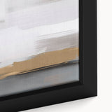 Close-up of abstract strokes and lines design on framed canvas wall art, showcasing vibrant colors and intricate details for stylish decor.