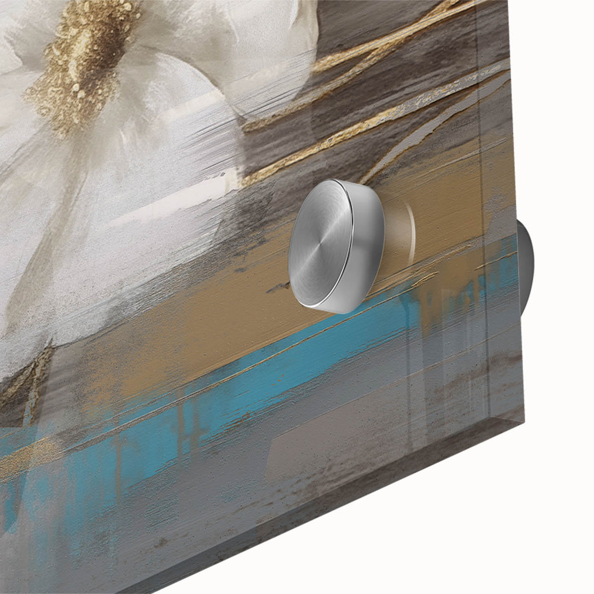 Close-up of an abstract wall art piece showcasing vibrant strokes and lines in bold colors, designed for modern decor aesthetics.