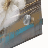 Close-up of an abstract wall art piece showcasing vibrant strokes and lines in bold colors, designed for modern decor aesthetics.