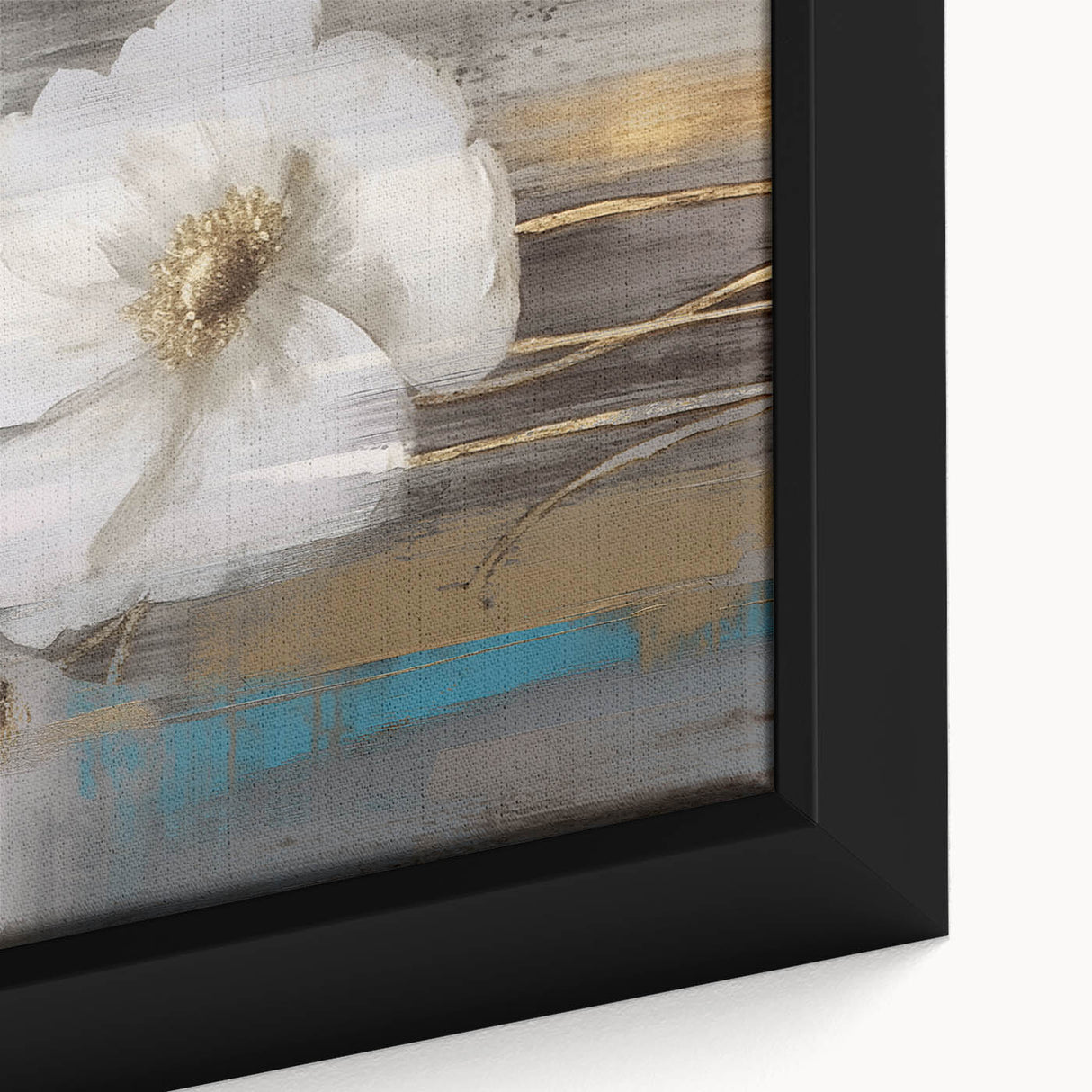 Close-up of an abstract strokes and lines design wall art piece, showcasing vibrant colors and dynamic patterns in a modern framed canvas.