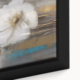 Close-up of an abstract strokes and lines design wall art piece, showcasing vibrant colors and dynamic patterns in a modern framed canvas.
