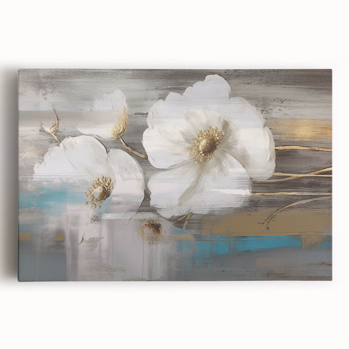 Colorful abstract strokes and lines design on stretched canvas wall art, showcasing vibrant hues and dynamic shapes, perfect for modern decor.