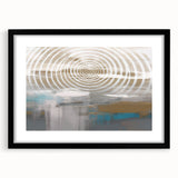 Framed abstract wall art showcasing dynamic strokes and lines in neutral tones, enhanced by a black mat, perfect for modern decor.