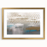 Framed abstract wall art featuring colorful strokes and lines in gold and white, ideal for modern home decor and stylish interiors.