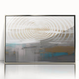 Framed wall art showcasing an abstract design of colorful strokes and lines in silver acrylic, adding a modern touch to any decor.