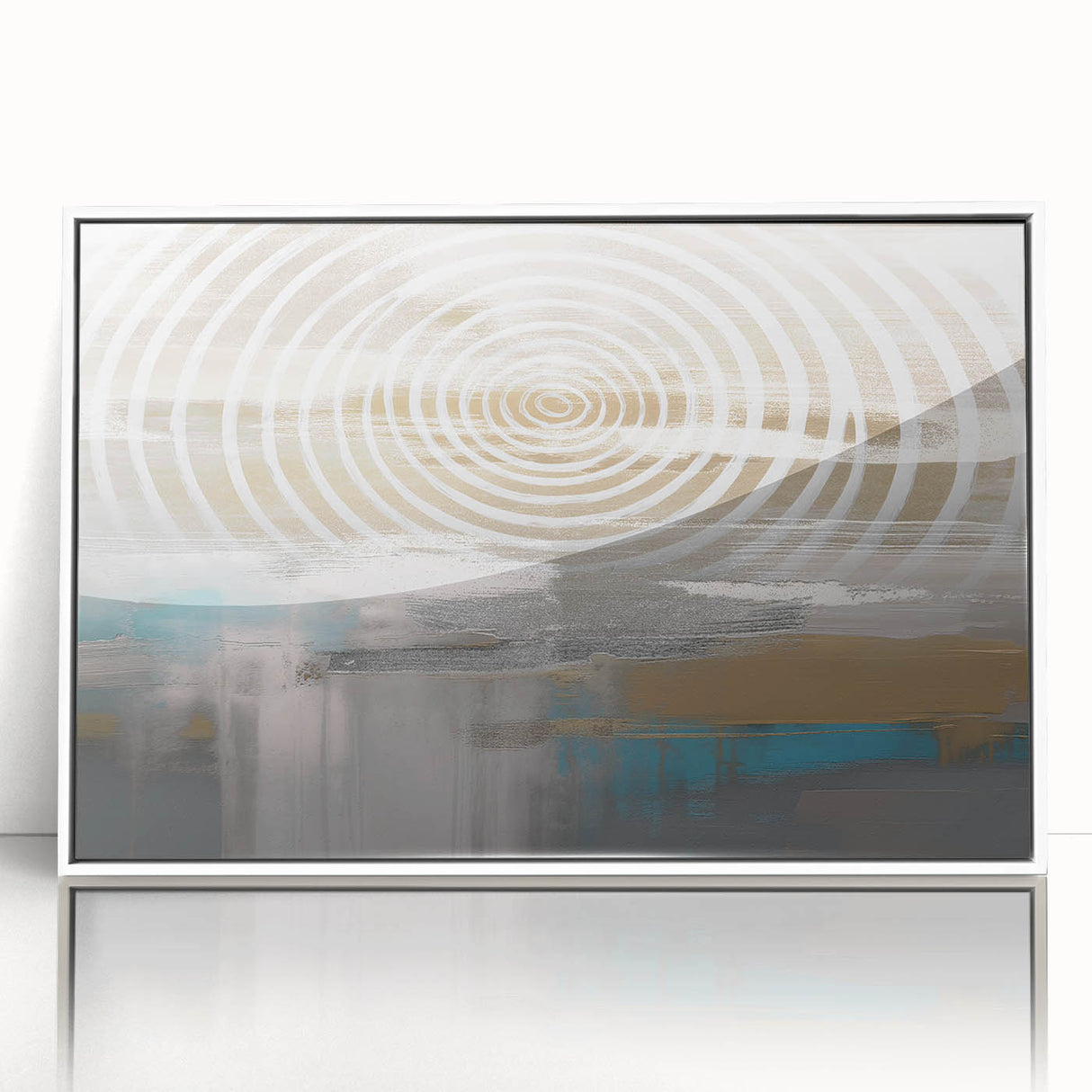 Framed wall art featuring an abstract design of colorful strokes and lines in vibrant hues, set against a white background for a modern touch.