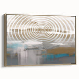 Framed abstract wall art showcasing elegant strokes and lines in gold and neutral tones, adding a modern touch to any decor.