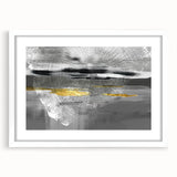Framed abstract wall art featuring colorful strokes and lines in a modern design, set against a white mat and frame, perfect for contemporary decor.