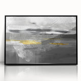 Framed abstract wall art showcasing vibrant strokes and lines in black and white, perfect for modern home decor or office spaces.