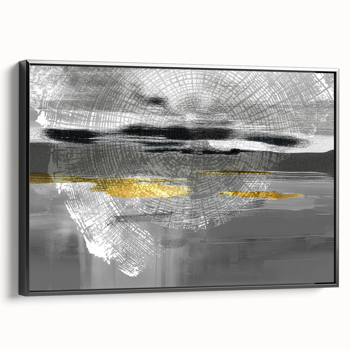 Framed abstract wall art showcasing dynamic strokes and lines in bold black and white, offering a modern touch to any decor style.