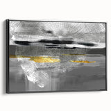 Framed abstract wall art showcasing dynamic strokes and lines in bold black and white, offering a modern touch to any decor style.
