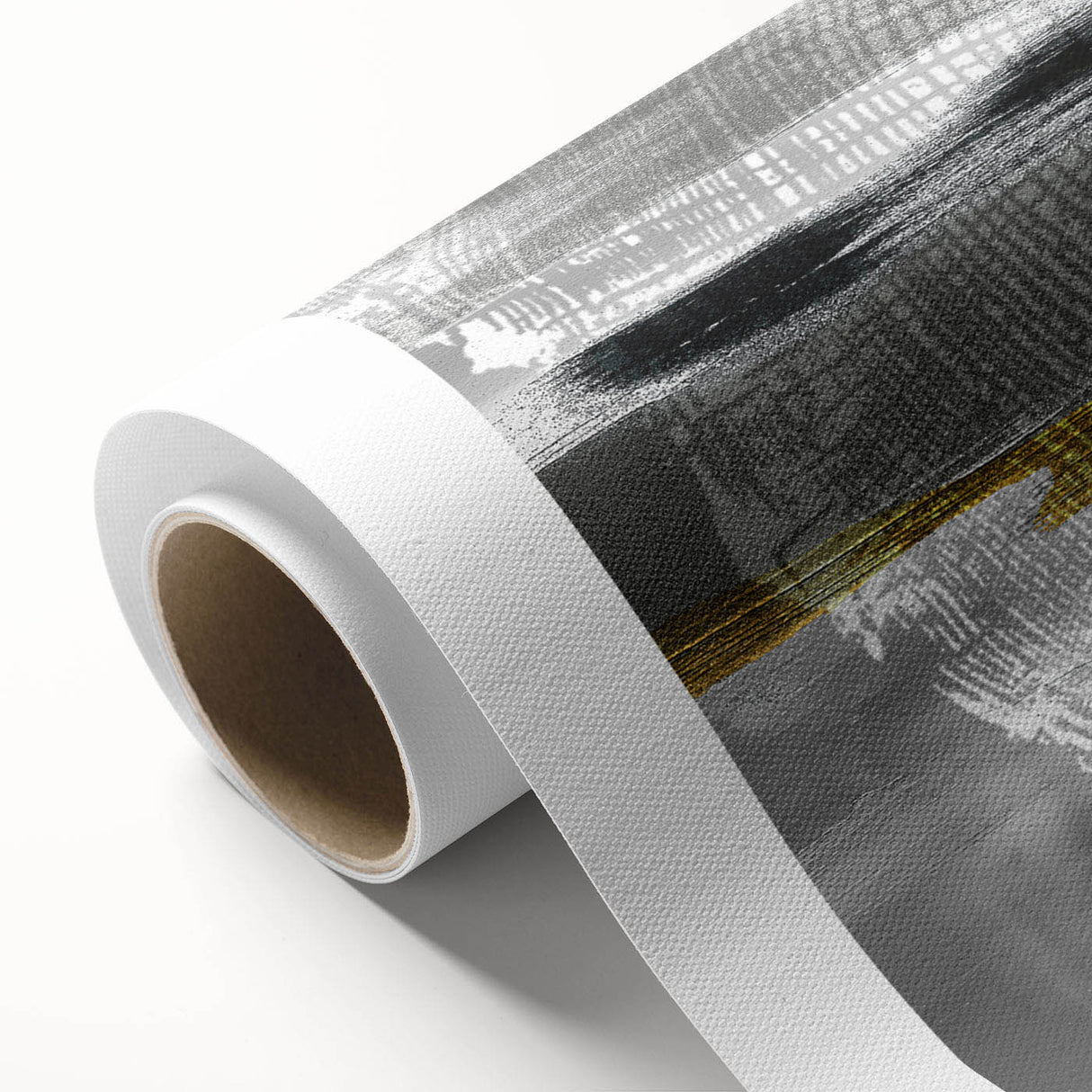 Abstract wall art print featuring vibrant strokes and lines in bold colors, perfect for modern decor, displayed on rolled canvas for easy framing.
