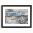 Framed abstract wall art featuring colorful strokes and lines in a modern design, set against a sleek black frame with matting.