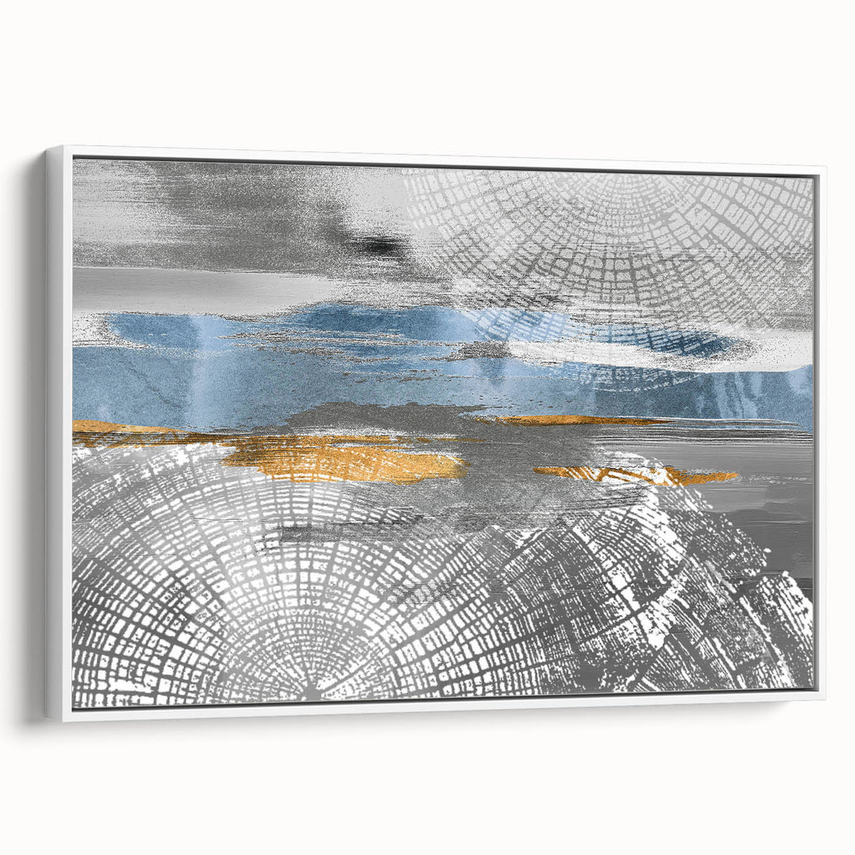 Framed abstract wall art featuring colorful strokes and lines in vibrant hues, elegantly displayed from a side view against a white background.
