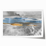 Abstract wall art print showcasing colorful strokes and lines in vibrant hues of blue, orange, and yellow, perfect for modern decor.