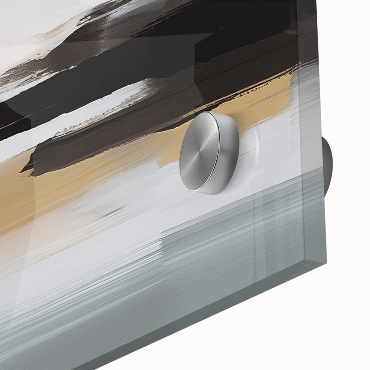 Close-up of abstract strokes and lines design in vibrant colors on acrylic glass, showcasing a modern art piece ideal for contemporary decor.