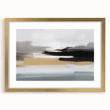 Abstract strokes and lines design in a gold-framed wall art piece, showcasing a modern aesthetic with elegant matting, perfect for contemporary decor.