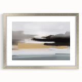 Abstract wall art design featuring colorful strokes and lines in a sleek silver frame with matting, perfect for modern home decor accents.