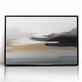 Framed abstract wall art showcasing vibrant strokes and lines in a modern design, featuring a sleek black frame for contemporary decor.