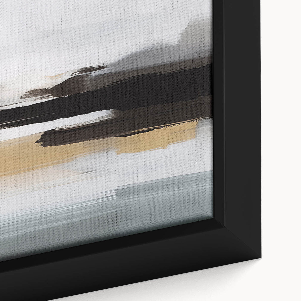 Close-up of a framed abstract wall art piece showcasing vibrant strokes and lines in a colorful design, perfect for modern decor.