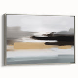 Framed abstract wall art showcasing elegant silver strokes and lines on a canvas, enhancing modern decor with a sophisticated touch.