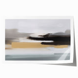 Abstract wall art print showcasing vibrant strokes and lines in blue, orange, and yellow colors, perfect for modern home decor.