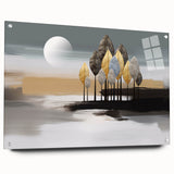 Abstract wall art piece showcasing a dynamic composition of colorful strokes and lines, presented in a sleek acrylic glass frame with stylish pins.