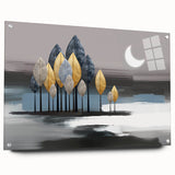 Abstract wall art featuring a modern design of colorful strokes and lines, displayed from a side view with acrylic glass and pin mounts for hanging.